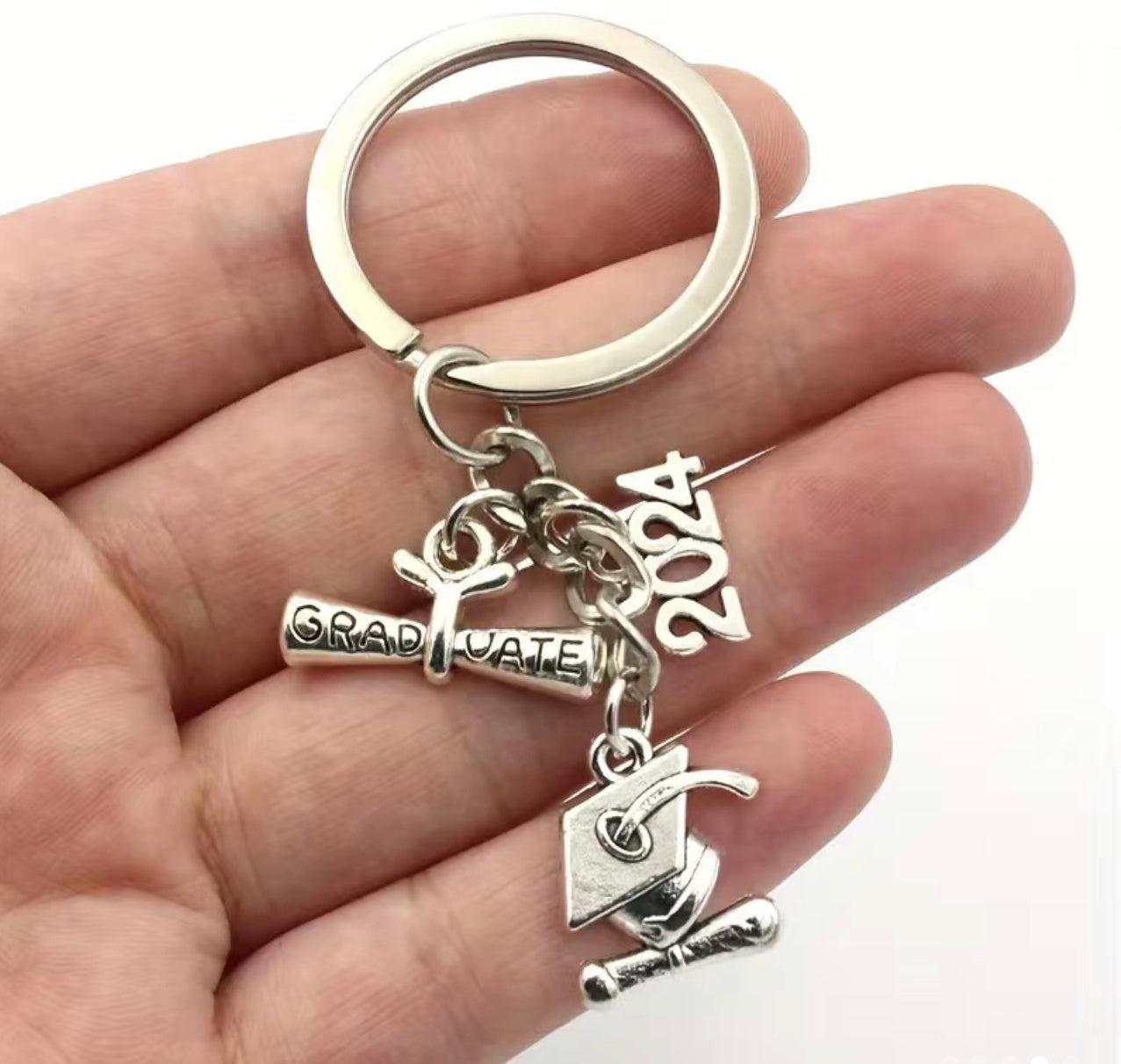 2024 Graduation Keychain Gift Graduation Cap & Diploma Scroll Charm Key Ring