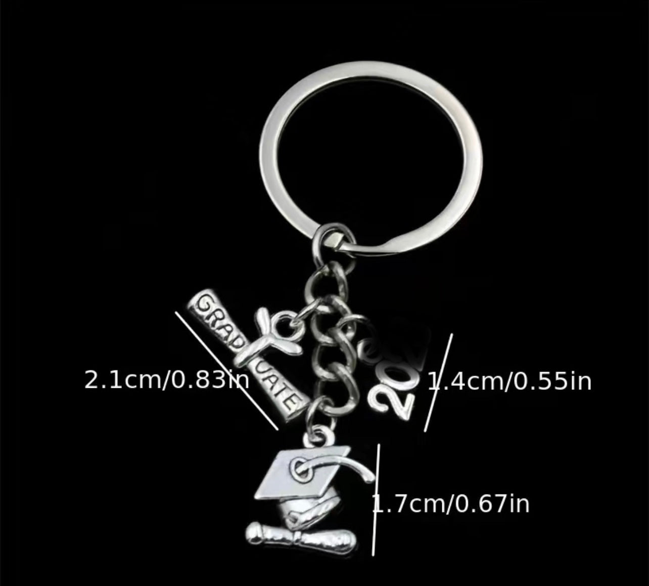 2024 Graduation Keychain Gift Graduation Cap & Diploma Scroll Charm Key Ring
