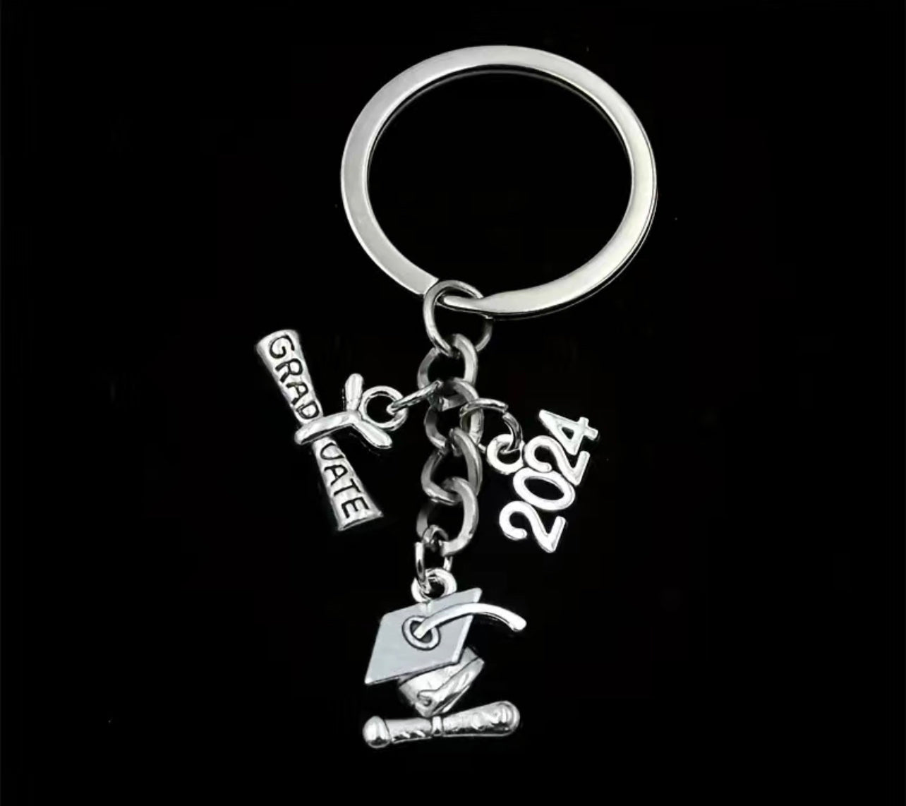 2024 Graduation Keychain Gift Graduation Cap & Diploma Scroll Charm Key Ring